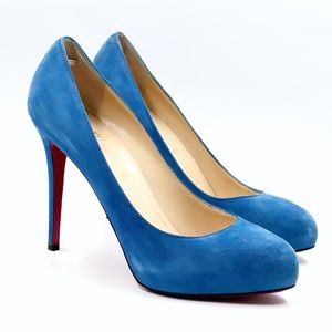 CHRISTIAN LOUBOUTIN Miss Clichy Blue Suede Pumps EU 40.5 / US 10.5 (fits smaller
